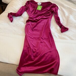 Sam Edelman Fuchsia Velvet Long Sleeve Dress